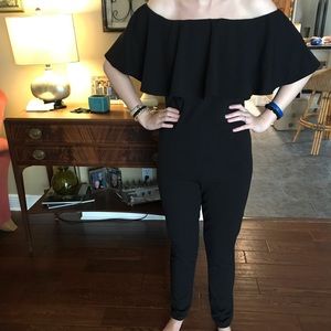 Black off shoulder jump suit